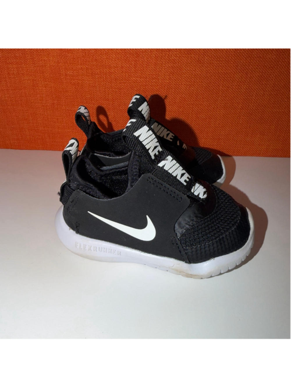 Nike Flex Runner Baby Sneakers Black White Size 4C